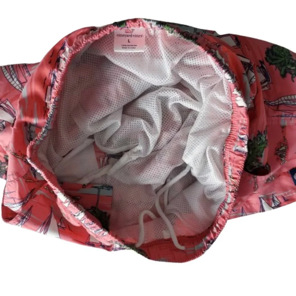 Vineyard Vines Pink Sailboats Swim Trunks - Size L - Picture 3 of 3